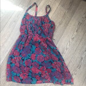 GAP Floral Mini Dress in Teal and Magenta